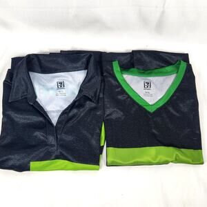 2x 7-Eleven Womens XL Work Uniform V-Neck Shirt Polo 7-11